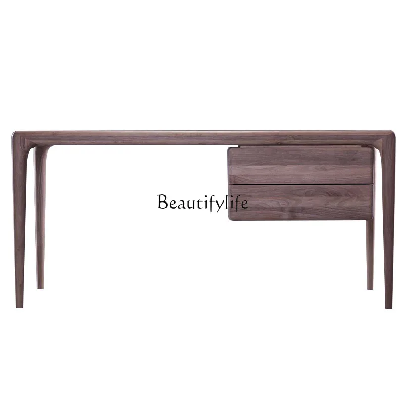 

Nordic simple solid wood computer desk small apartment North American black walnut home