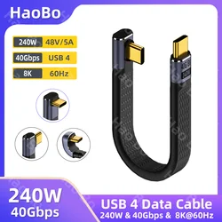 PD 240W 5A Type C to USB C Fast Charging Cable USB 4.0 Gen3 40Gbps Thunderbolt 3 8K@60Hz FPC Data Cable Cord for MacBook Pro