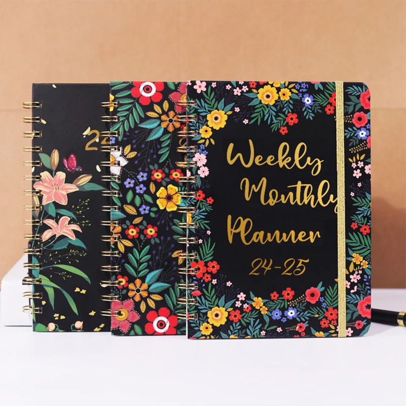 1 PC 2025 Planner เดือนรายสัปดาห์โน้ตบุ๊คตารางไดอารี่ตารางวารสารโรงเรียนอุปกรณ์สํานักงานเครื่องเขียน