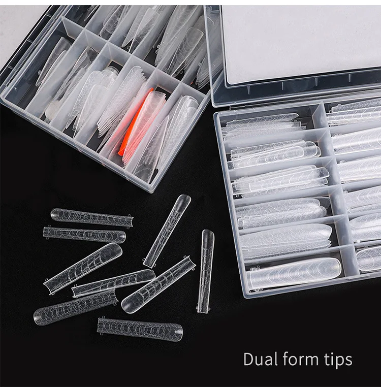 120Pcs New Dual Forms Snake Relief Design Quick Building Nail Molds Full Cover Nail Gel Extension False Tips Manicure Tools