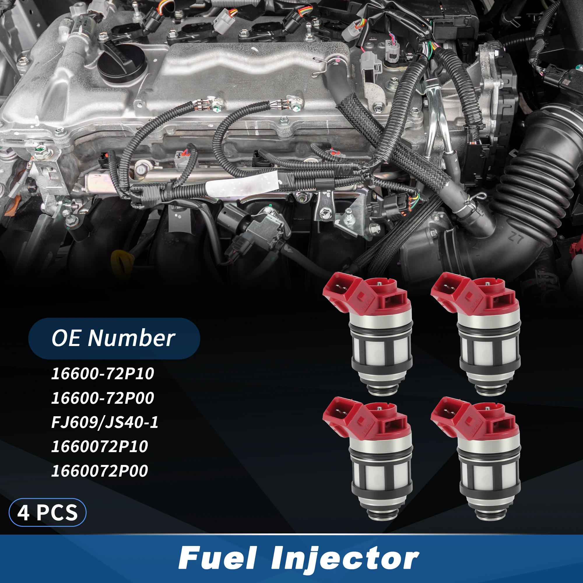 X Autohaux 4pcs Fuel Injector Set for Nissan D21 Pickup 1993-1994 2.4L FJ609
