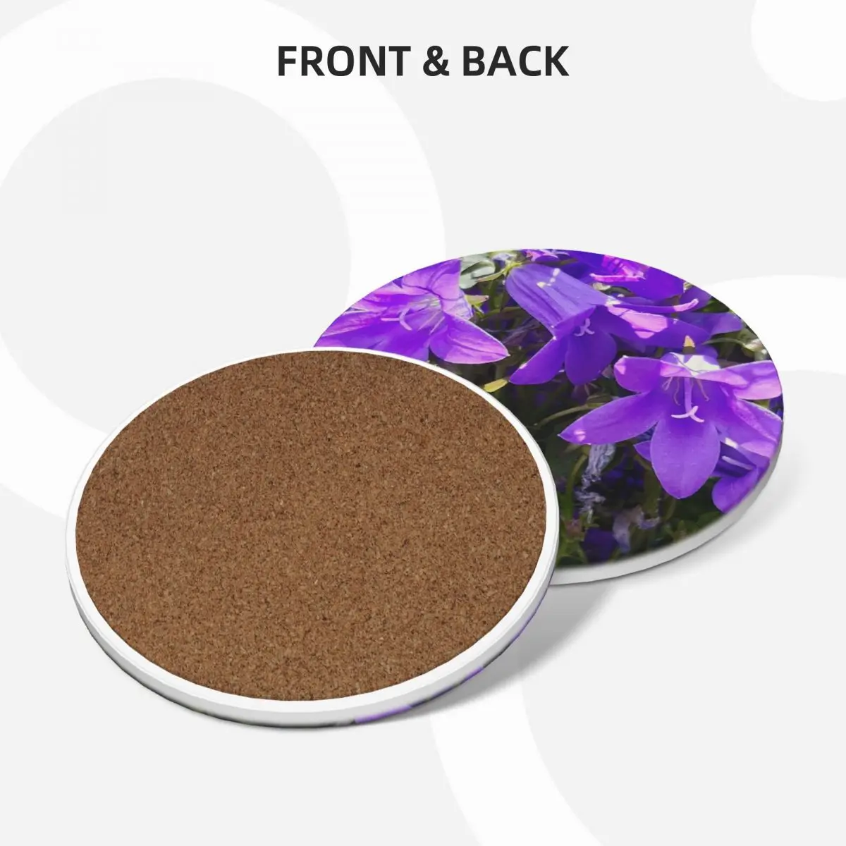 Purple Clustered Bellflower Spring Ceramic Coasters (Set of 4) for the kitchen accessories flower Coasters