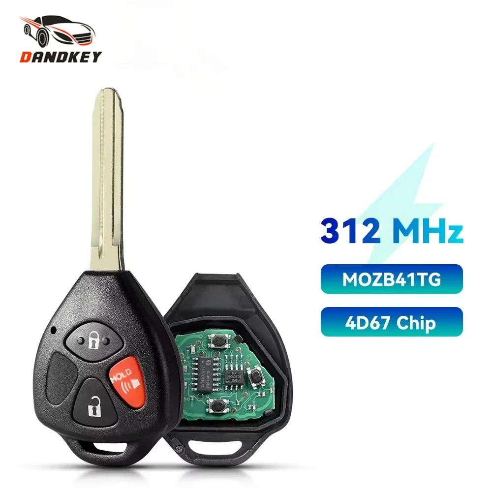 Dandkey 3 Buttons Remote Car Key 312MHz For Toyota Scion Yaris 2005 2006 2007 2008 2009 2010 With 4D67 Chip MOZB41TG Key