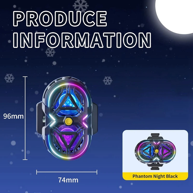 Refrigerador de telefone celular com luzes led, refrigerador de radiador de smartphones recarregáveis para jogos, gravação de vídeo de streaming ao vivo