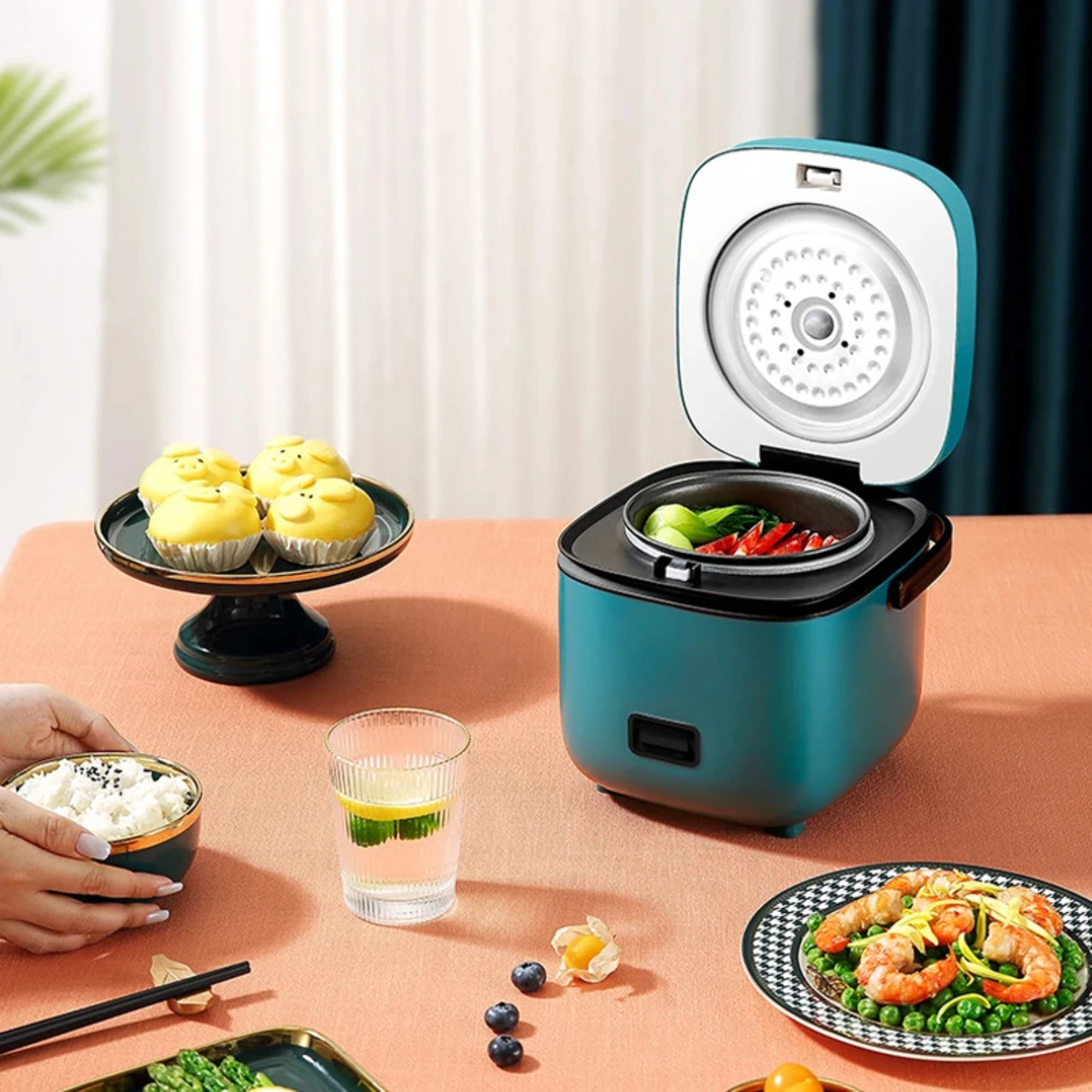 Mini multicooker compacto, eficiente e versátil de alta qualidade - Panela de arroz inteligente conveniente de 1,2L com revestimento antiaderente para Eas
