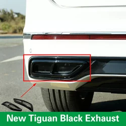 Car Styling For VW New Tiguan MK2 Chrome 2021 2022 2023 2024 Gloss Black Exhaust RLine Rear Bumper Exhaust tail Trim Accessory