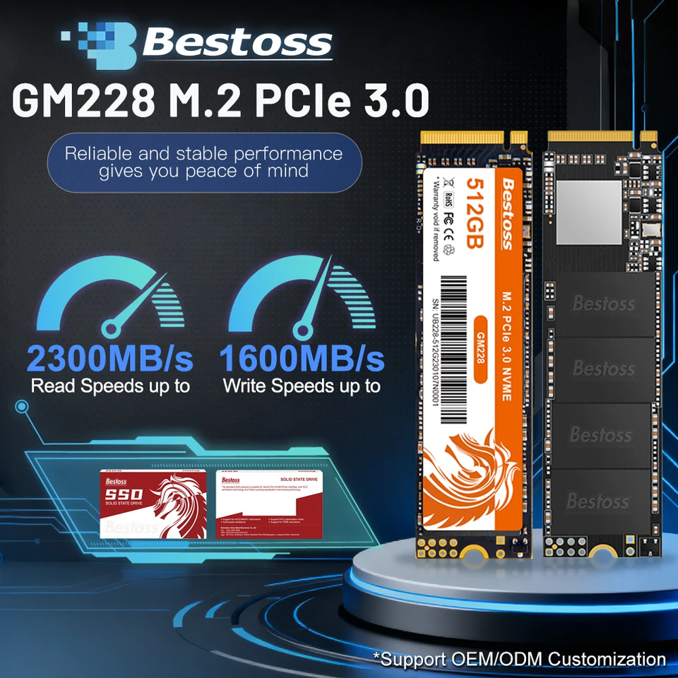 Bestoss NVMe M.2 2280 SSD 128GB-1TB PCIe 3.0