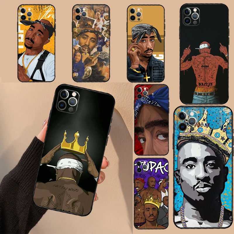 Rapper T-Tupac Shakur Phone Case For iPhone 15 14 16 Pro Max 13 12 Mini 11 16 Pro Max XS X XR Plus Cover