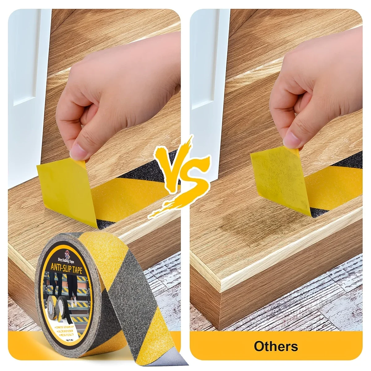 Anti slip safety tape， used for anti slip of stairs and steps, strong ground grinding tape  (Yellow/black)hazard warning tape