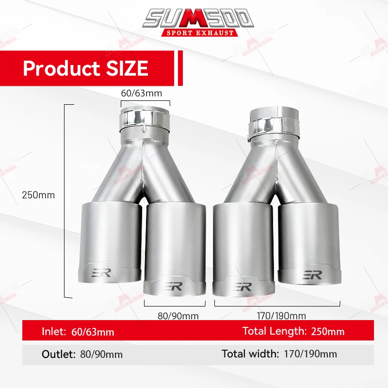 1 Piece Matte Stainless Steel 80mm 90mm Outlet Exhaust for Auto Modified Car Accessories Muffler Universal Tailpipe Nozzle