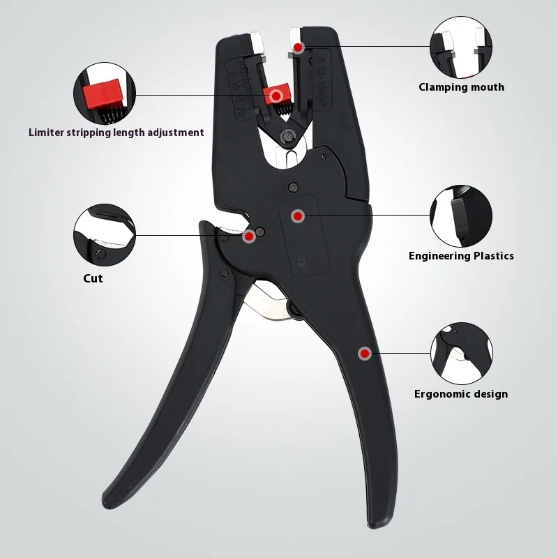 كماشة تجريد أسلاك منقار البط أوتوماتيكية بالكامل، جهاز تجريد الكابلات، كماشة أسلاك كهربائية متعددة الوظائف 0.08-10 مم2 #2