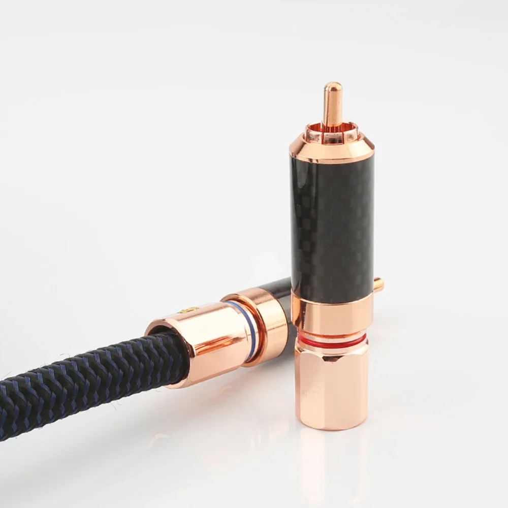 Conector rca de alta fidelidade 10mm, fibra de carbono banhado a ouro, plugue de lótus rca, terminal de alto-falante, amplificador de subwoofer de potência de áudio, soquete rca diy
