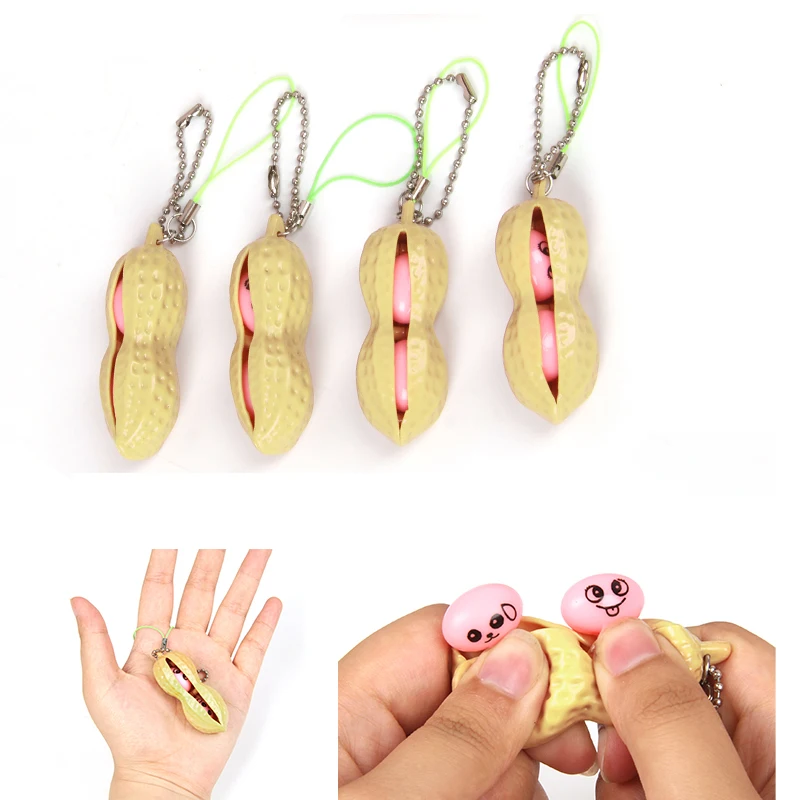 Giocattolo antistress alle arachidi, giocattolo da spremere alle arachidi, portachiavi con arachidi, giocattolo sensoriale portatile per adulti, antistress, ansia.