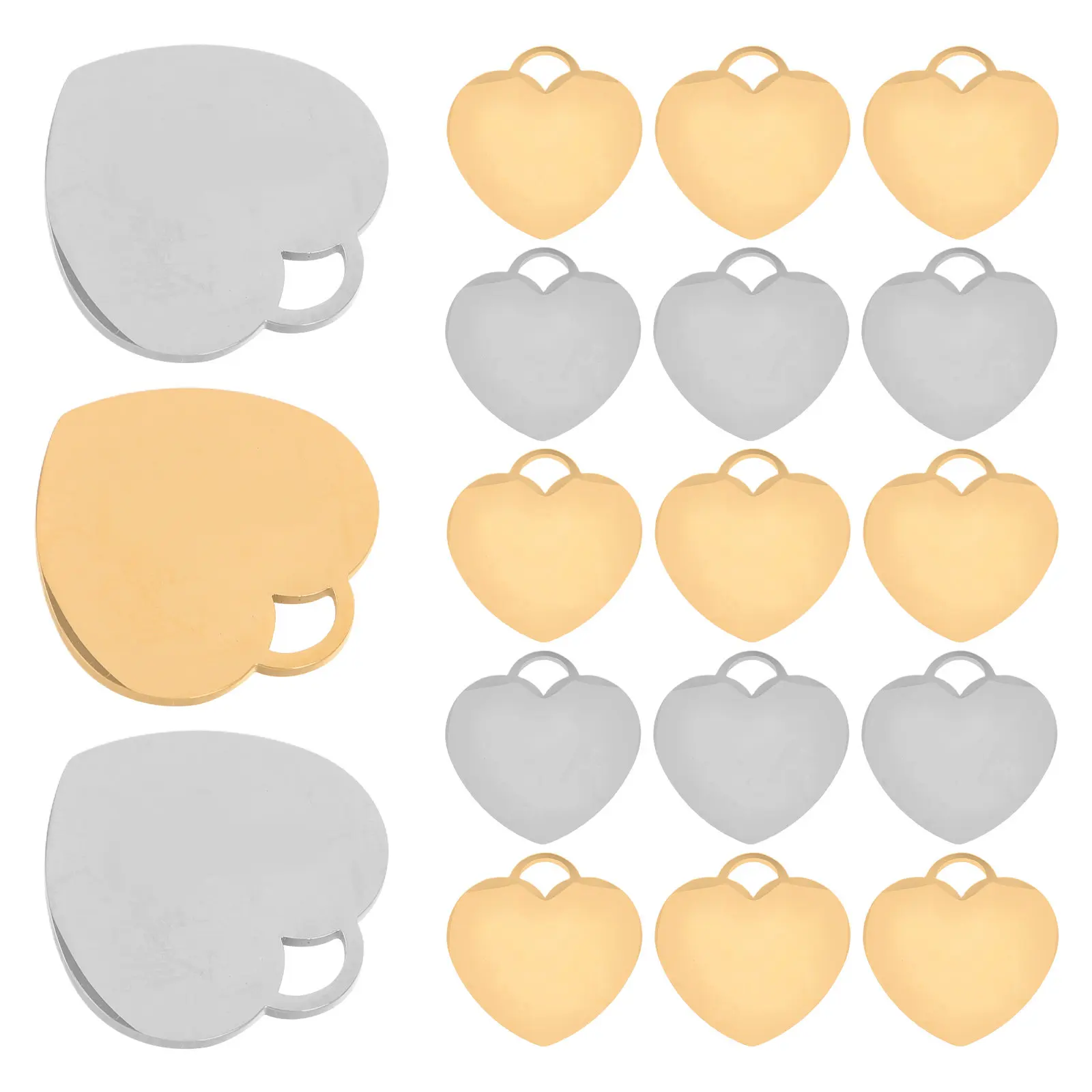 20Pcs Heart Shaped Pendant Charm Stainless Steel Blank Tags Engraving Necklace Bracelet Earring Charms Jewelry Making DIY