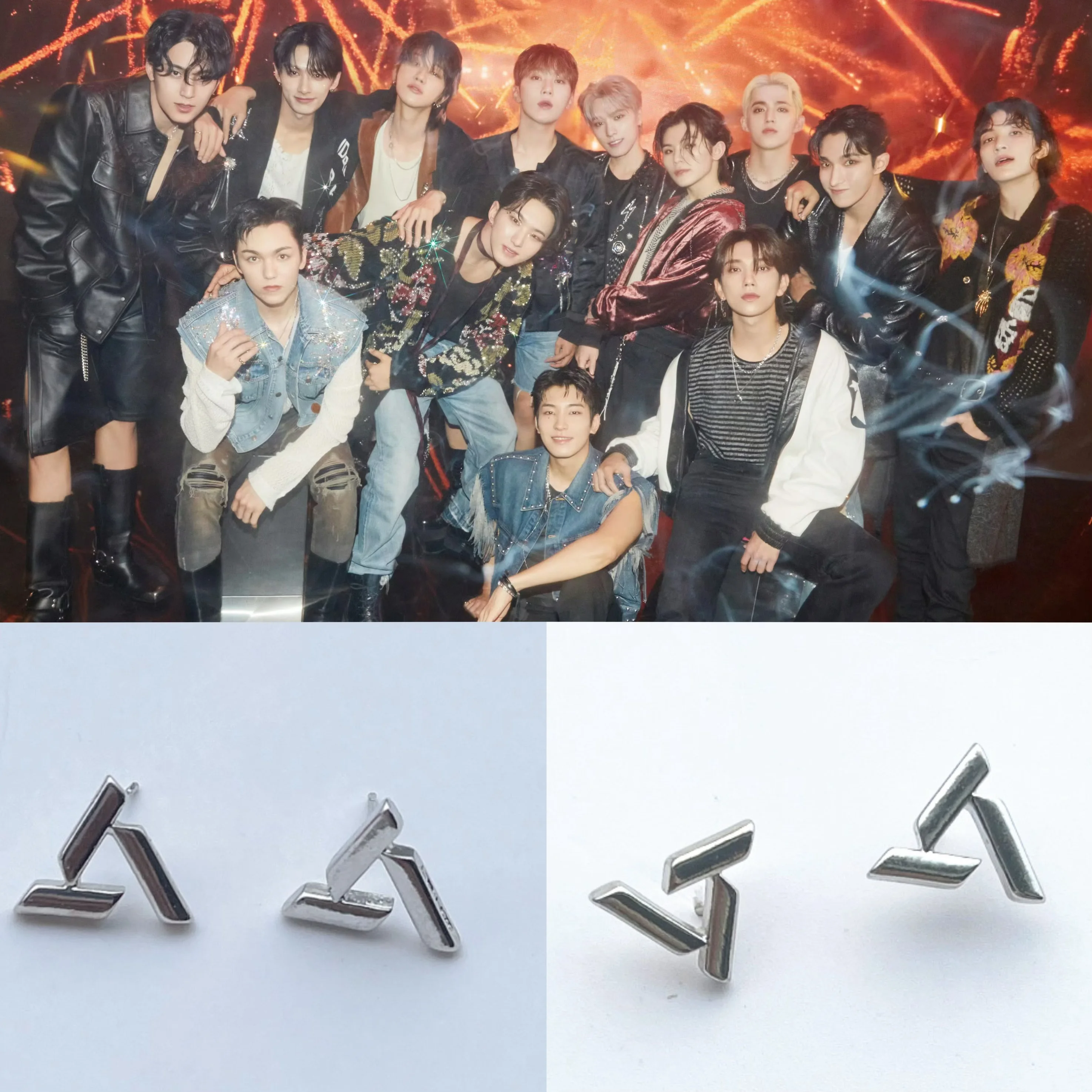 Kpop Idol Boy THE8 JEONGHAN S.COUPS Same Style Triangle Earrings JOSHUA JUN HOSHI WONWOO Fashion Earrings Accessories Fans Gifts