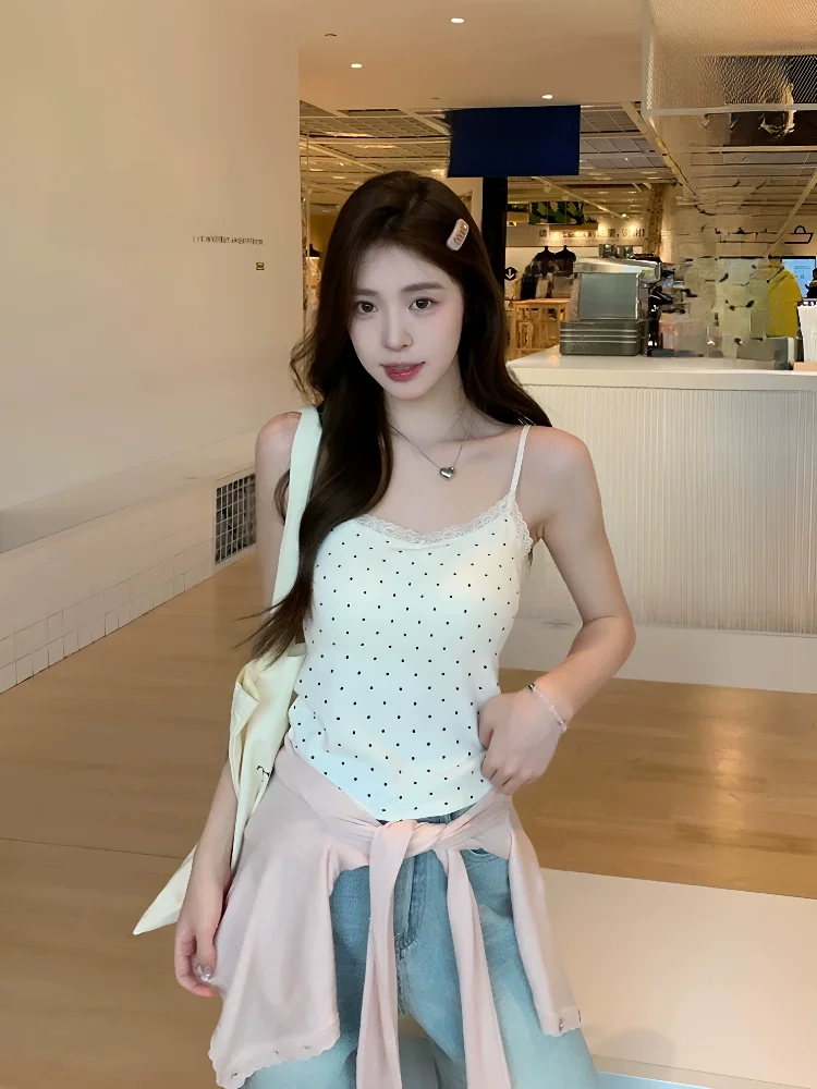 Women's Lace Crop Top Tank Top 95% Cotton Summer New Style Slim Fit Inner Wear Outer Wear Pure Desire Base Shirt