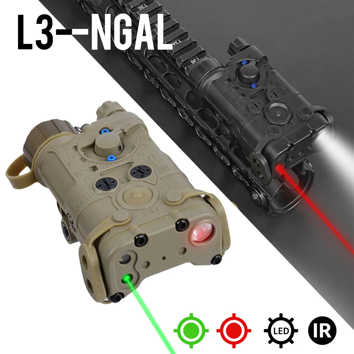 NGAL L3 Red Dot Green La-ser Pointer IR Indicator Sight Light Tactical Flashlight Dual Control Switch Hunting Fit 20mm Raill