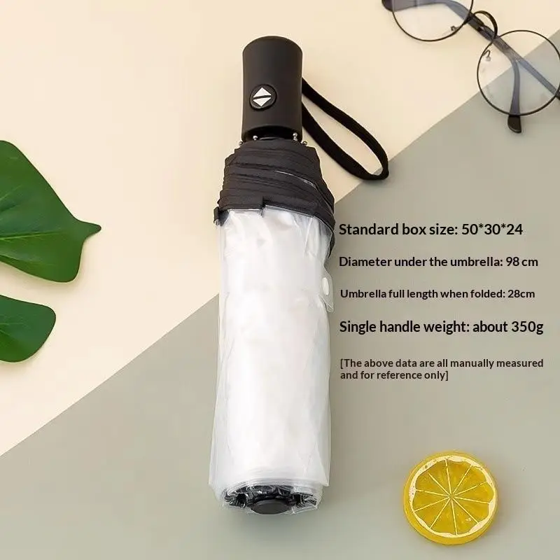 1pcs 8-bone Transparent Umbrella Automatic Folding Transparent Umbrella Fully Automatic Transparent Three-fold Umbrella