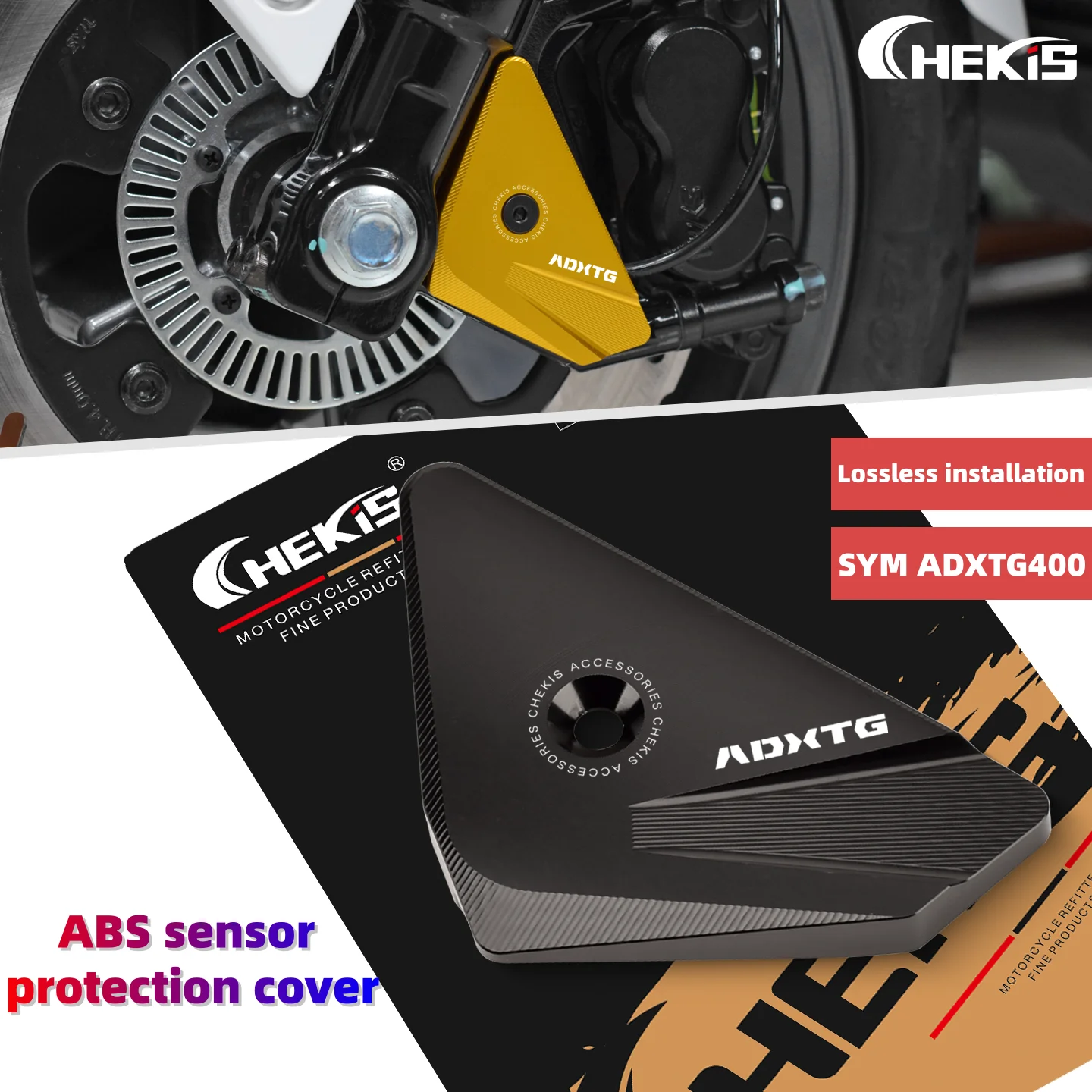 Chekis Is Suitable for Sym Adxtg400 Motorcycle Modification Parts, Front Wheel Abs Sensor Protective Cover, Sensor Brake Guard, Anti-Collision