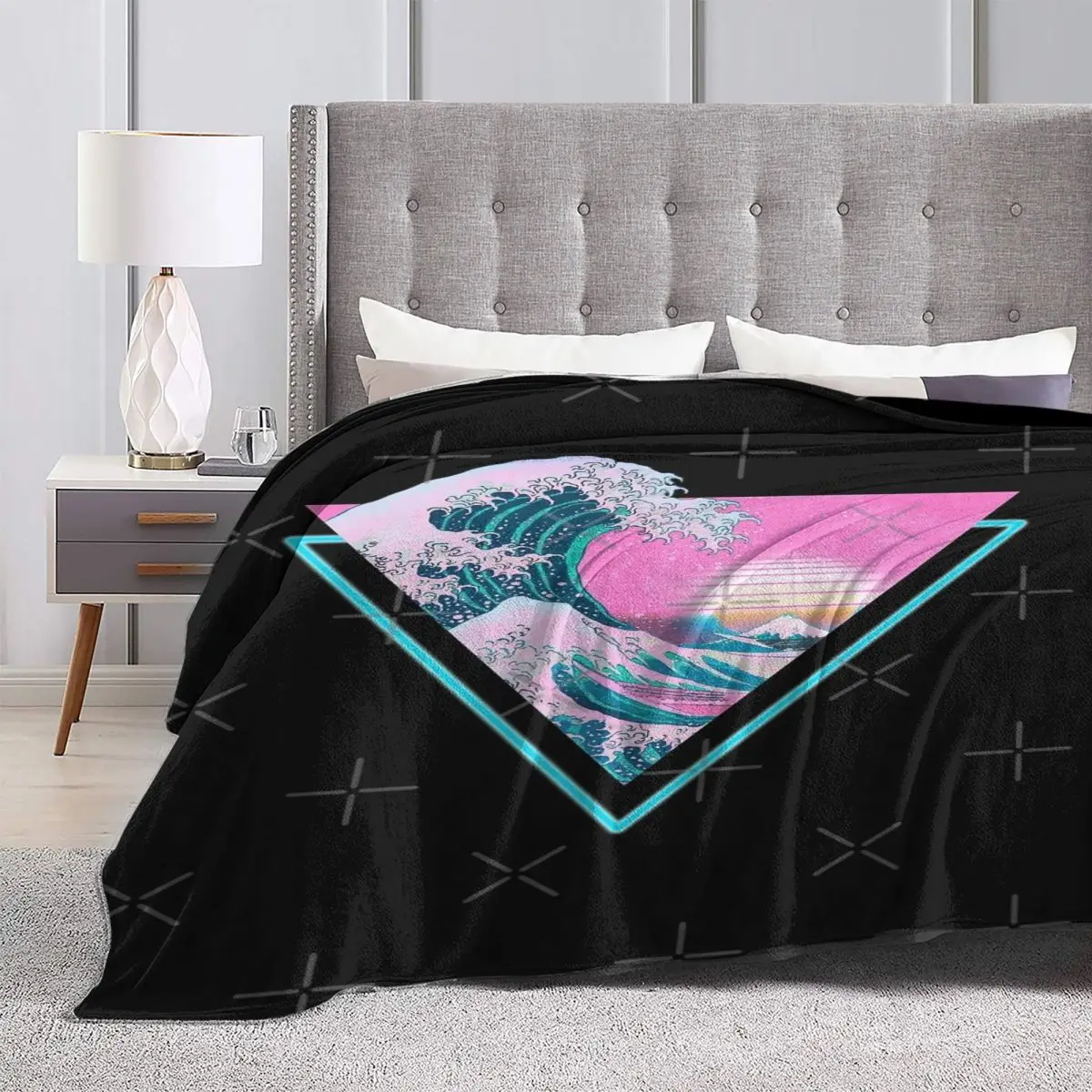 Vaporwave Aesthetic Great Wave Retro Triangle Four Seasons Universal Blanket Movie Theater Can Be Covered Halloween Gifts