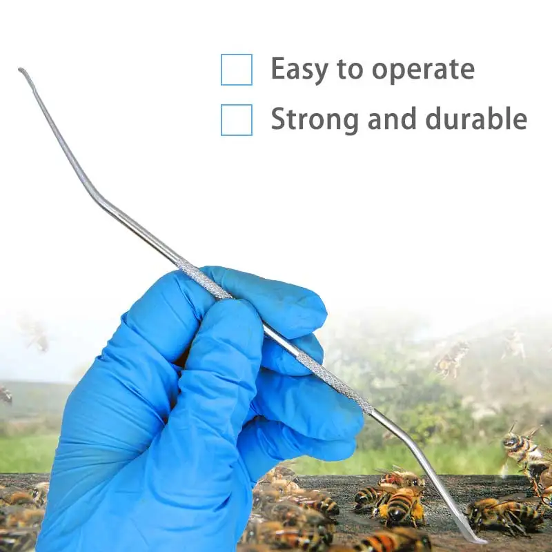 Beekeeping Metal Bee Queen Larva Transferring Needle Dual Purpose Beekeeping Shift Pin Worm Moving Grafting Beekeeper Tools 1 Pc