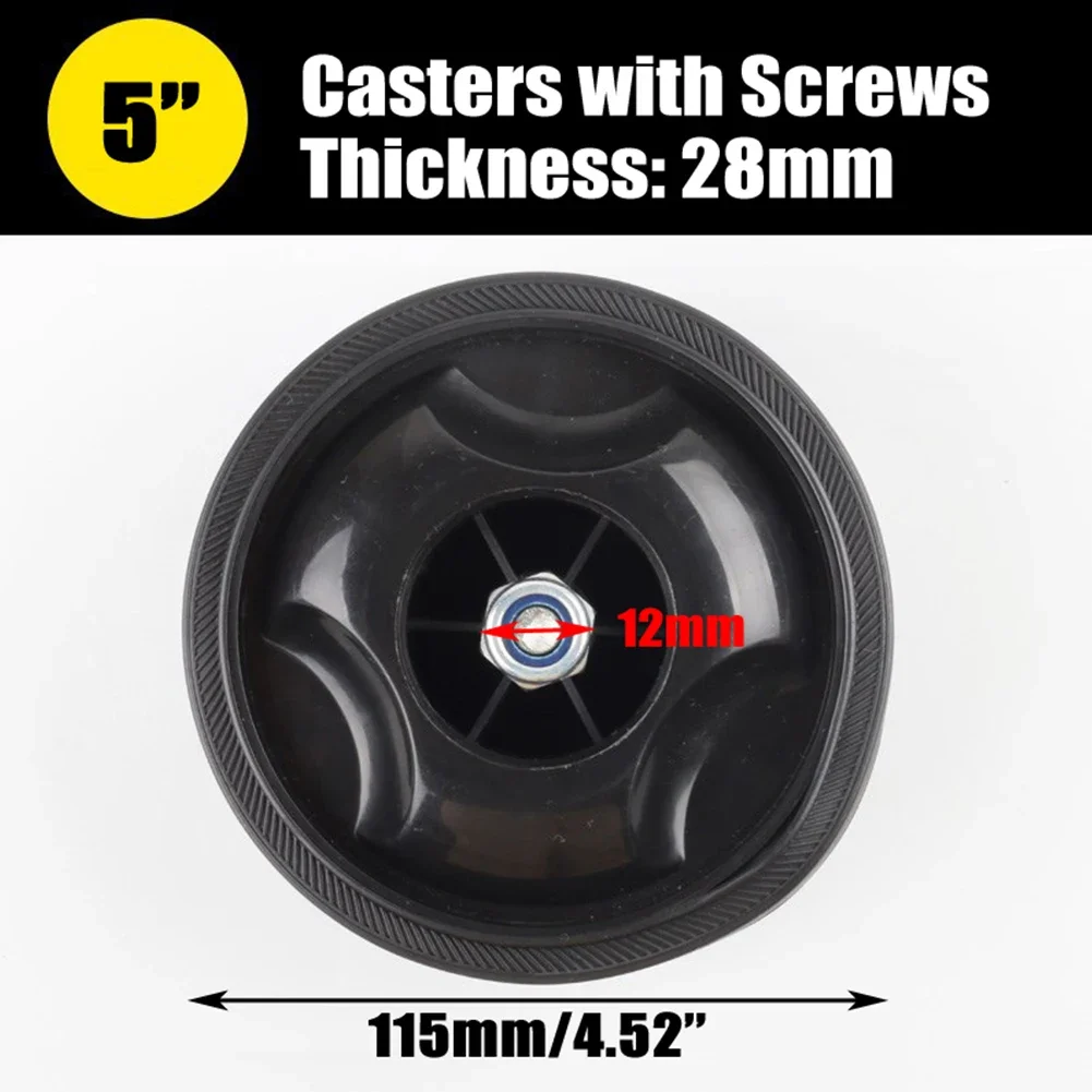 1pc Plastic Air Compressor Accessories Caster Wheels With Screws or With Red Lid 5 Inch Shock Absorption Non-Slip Silent