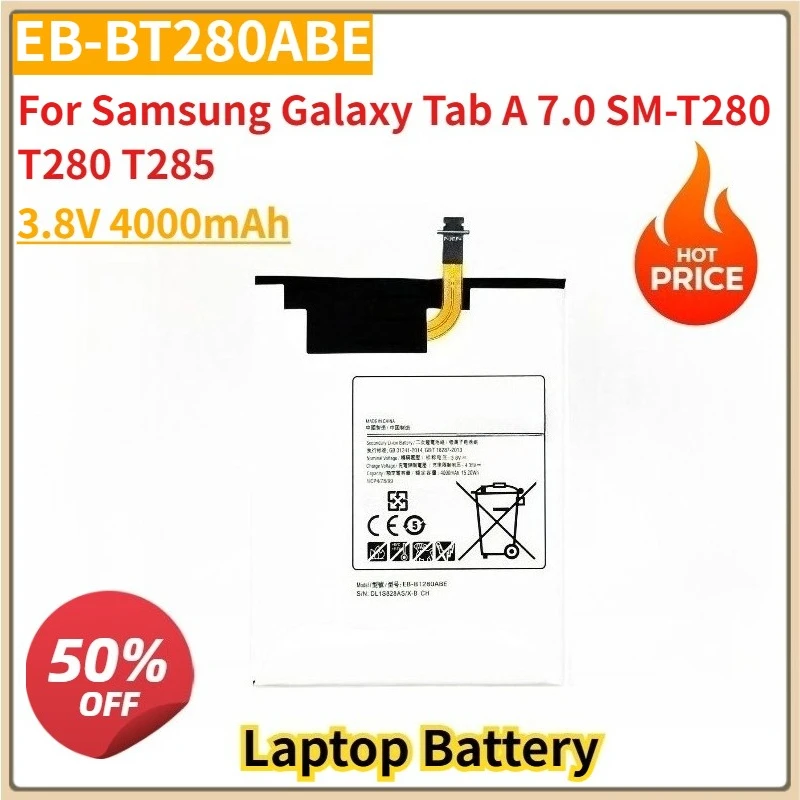 

New EB-BT280ABE 3.8V 4000mAh Replacement Laptop Battery For Samsung Galaxy Tab A 7.0 SM-T280 T280 T285