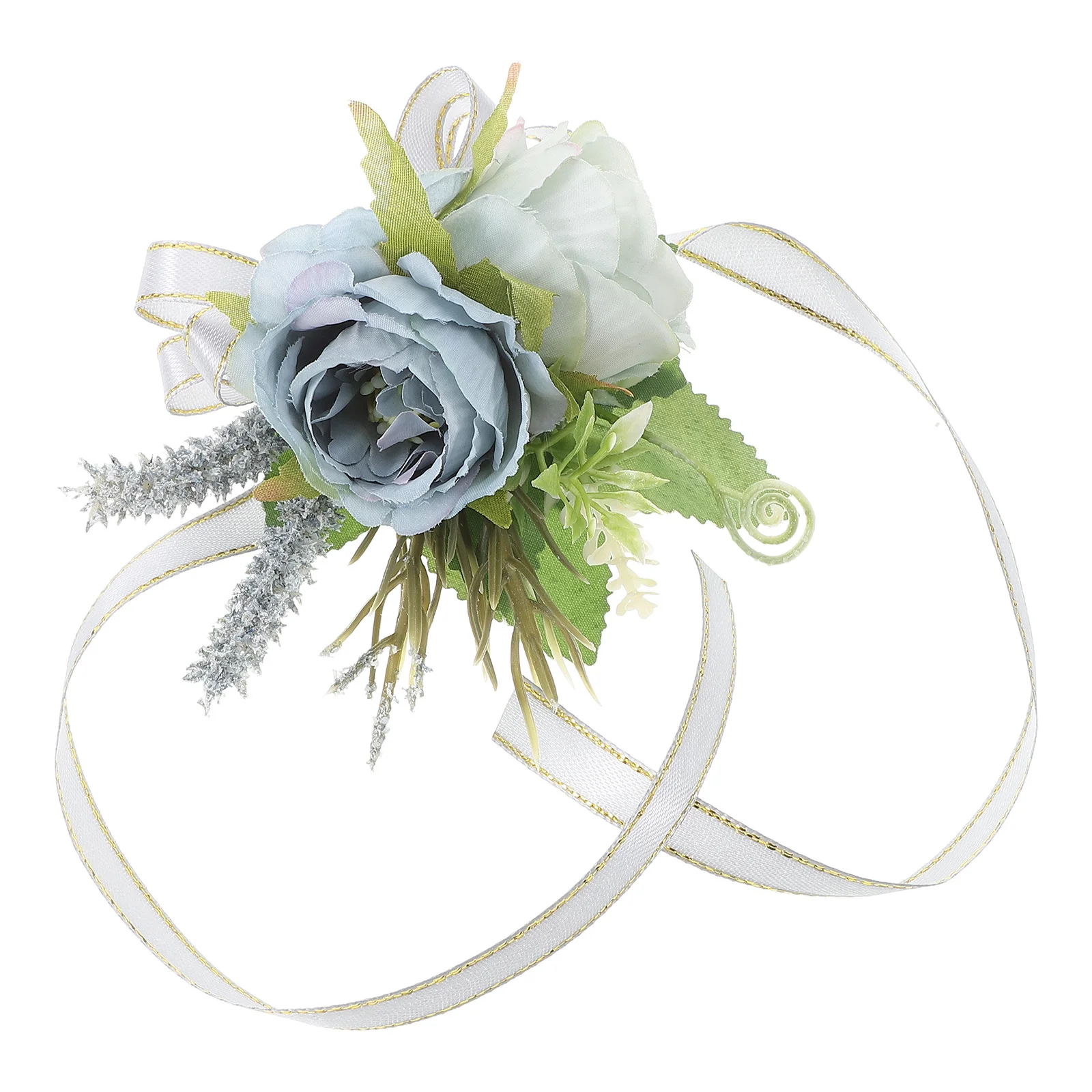 

Artificial Rose Wrist Corsage Gray Blue Elegant Bridal Bridesmaid Flower Bracelet Wedding Party Photo Studio Decoration