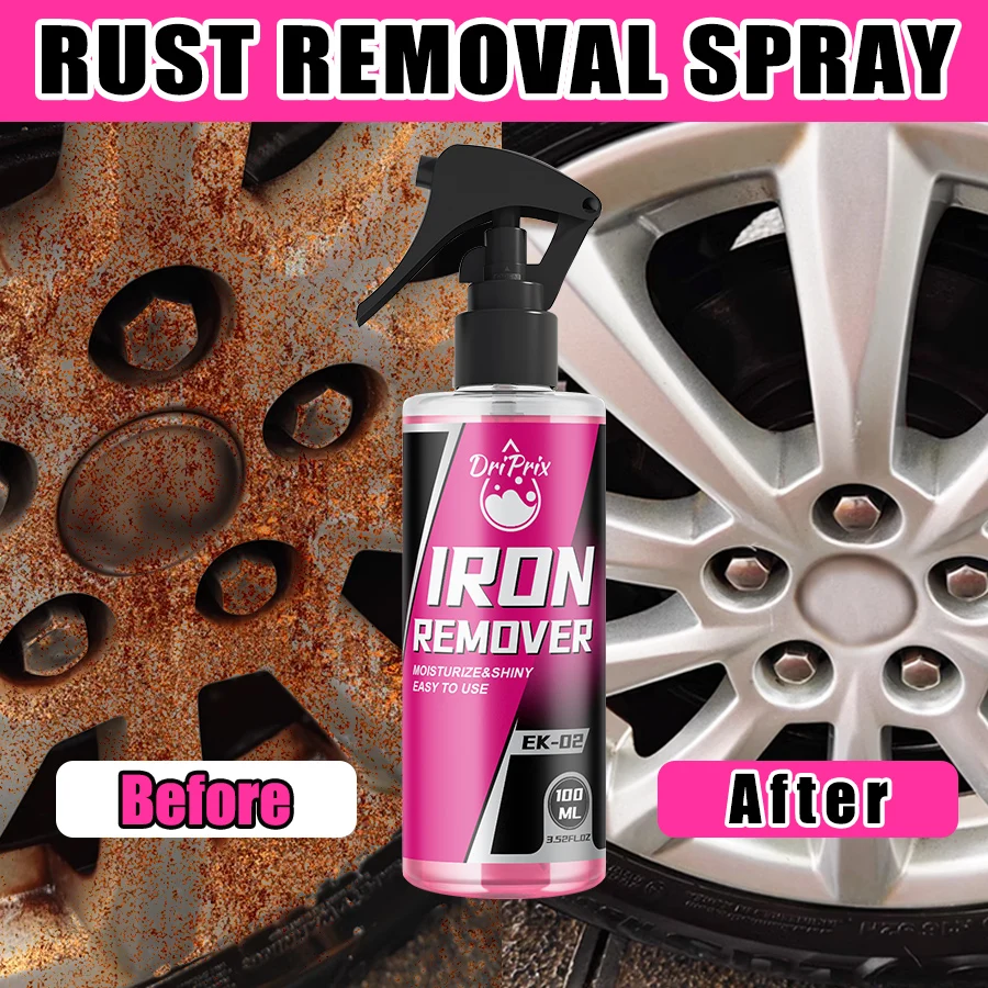 Car Rust Remover Spray, Metal Rust Stain Dissolver for Car Paint & Metal, Wheel Rim Rust Cleaner, Automotive Rust Eraser for Bra