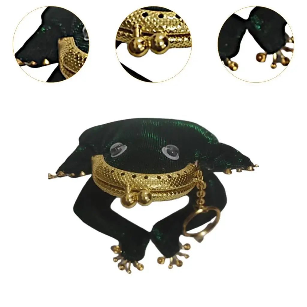 Adorable Frog Shaped Beaded Purse Compact Change Holder Cute Bag for Key Lip Balm Tiny Plush Pouch with Metal Clasp