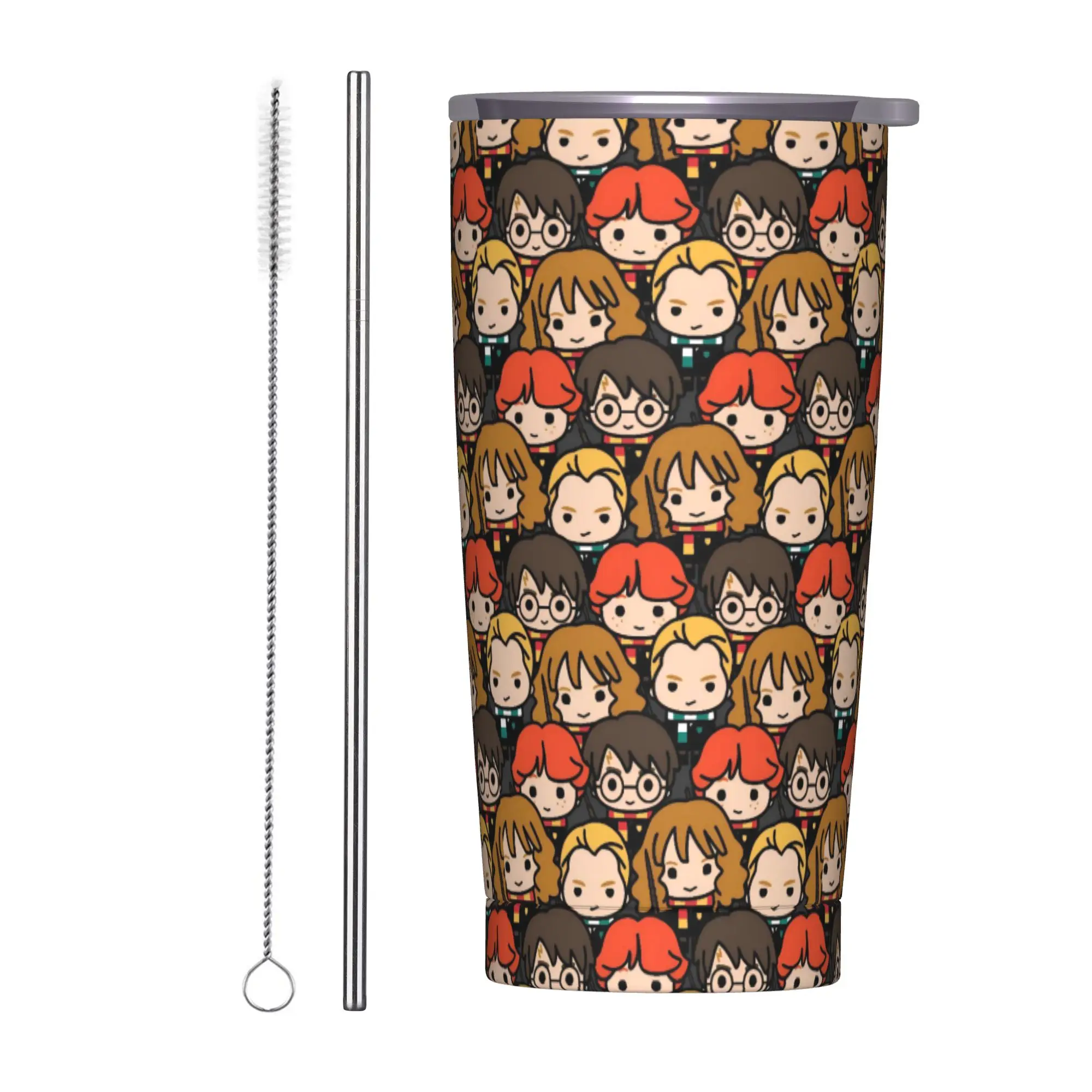 

H-arry Potters Стакан из нержавеющей стали Дорожная кофейная кружка с соломинкой и крышкой Автомобильные кружки большой емкости Бутылка для горячих напитков