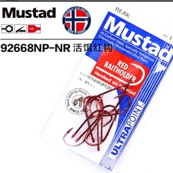 Original Mustad 10 Packs Mustad Double Barbed Hooks for Live Bait Casting Fishing 92668 High Carbon Steel Hook Eel Fishing Hook