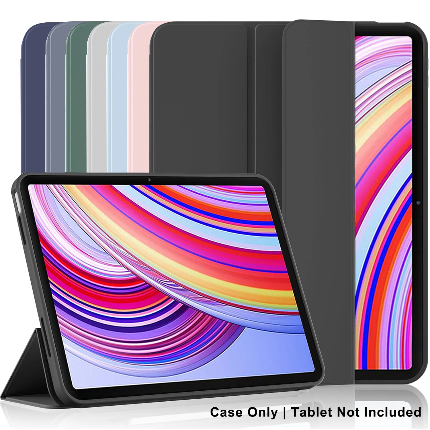 Tri-fold Flip Case For Xiaomi Redmi Pad Pro 12.1 inch 2024 Magnetic Stand PU Leather Protective Cover & TPU Soft Back Cases