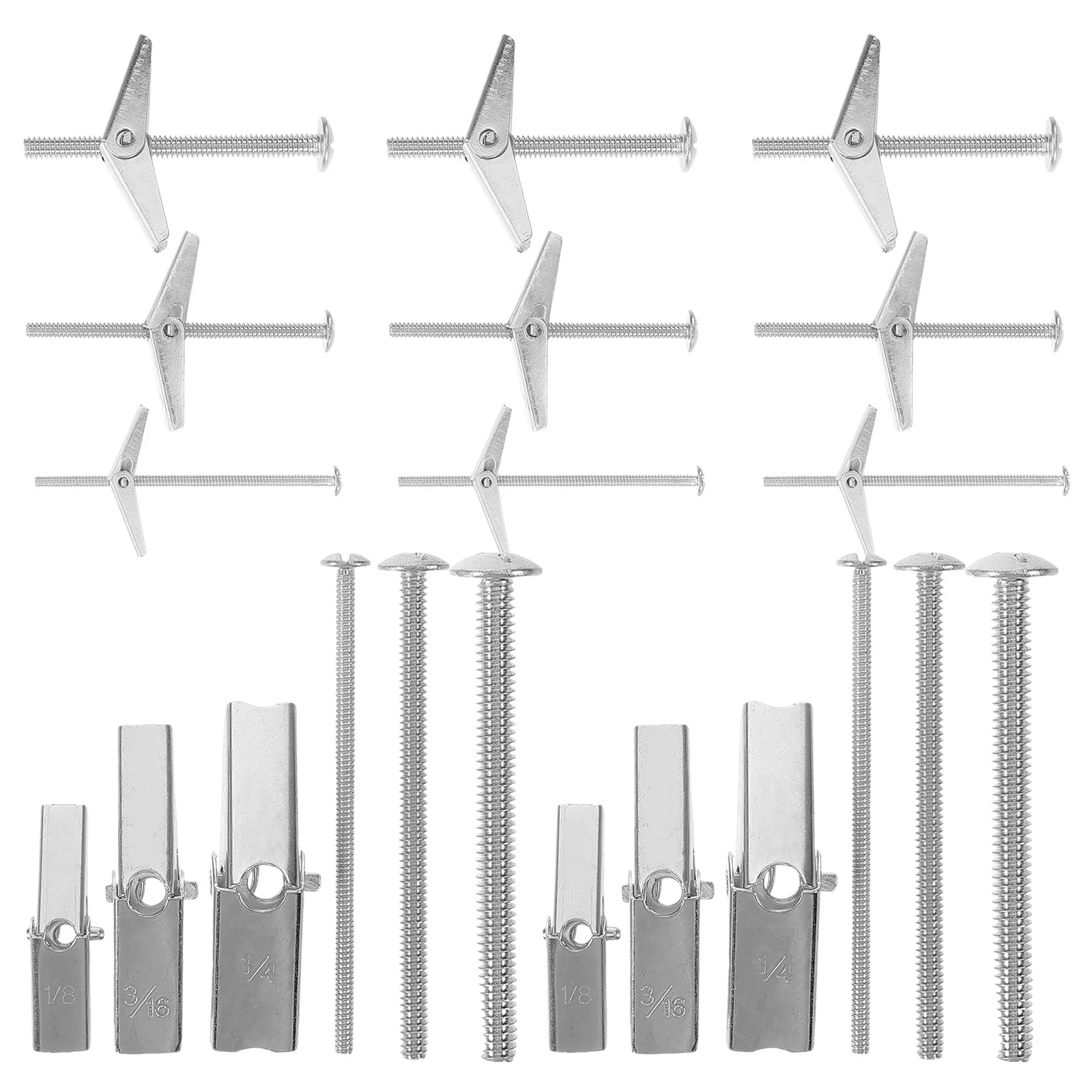 

24Pcs Iron Toggle Bolts Umbrella Shape Drywall Anchors Heavy Duty Hollow Wall Fixing Set for Shelves Mirrors Hanging