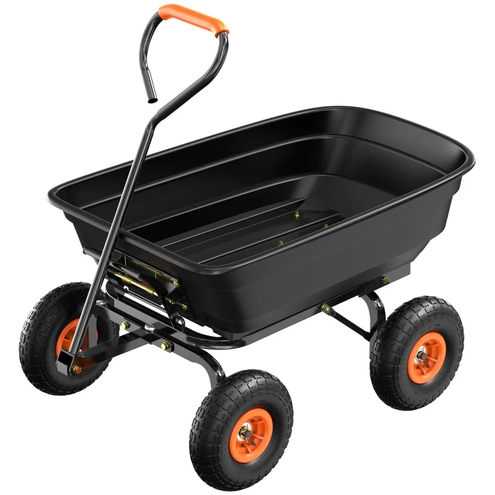 Dump Cart Wagon, 440LBS Quick-Release Dump Wheelbarrow, All-Terrain 10