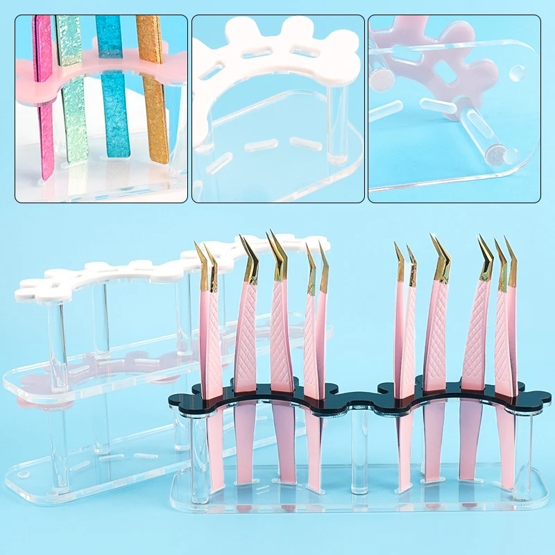 Single Double Layer Lash Tweezers Holder Acrylic Cloud Shape Eyelash Extension Tweezers Storage Rack Lash Salon Tool Organizer