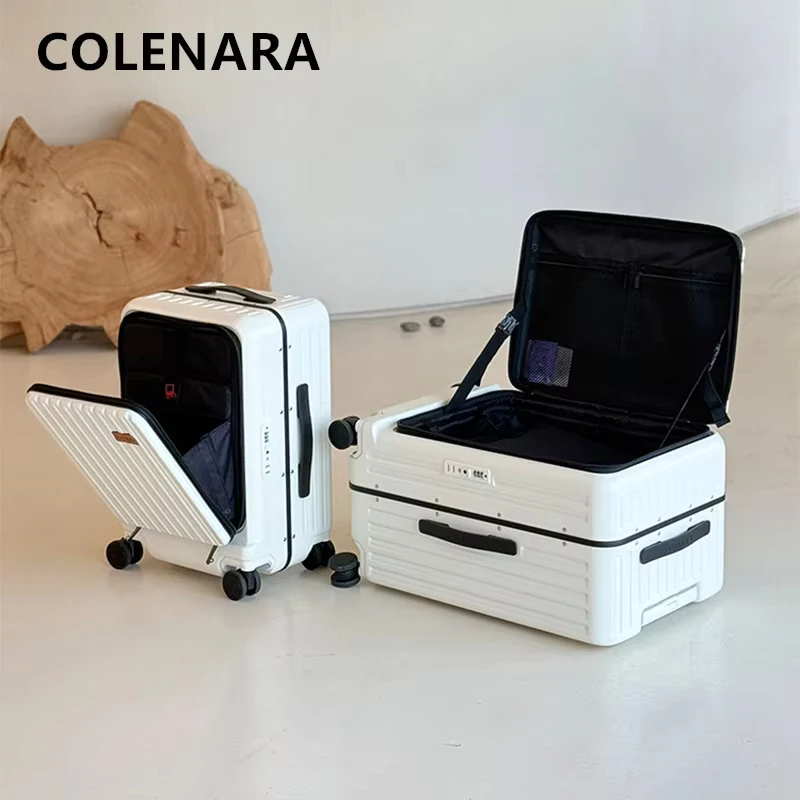 

COLENARA Rolling Suitcase USB Charging Boarding Box 20"24"26 Inch High Capacity Trolley Case Front Opening Laptop Luggage
