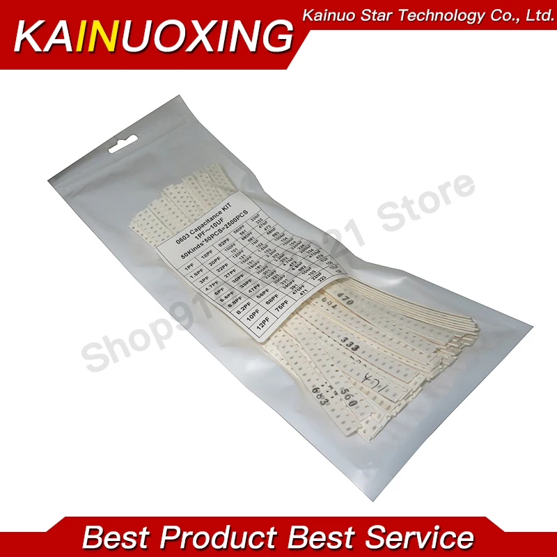 

2500pcs 0402 0603 0805 SMD Capacitors Assorted Kit 1pF~10uF Ceramic Capacitor 50 value x 50pcs SMD Electronic Capacitors set