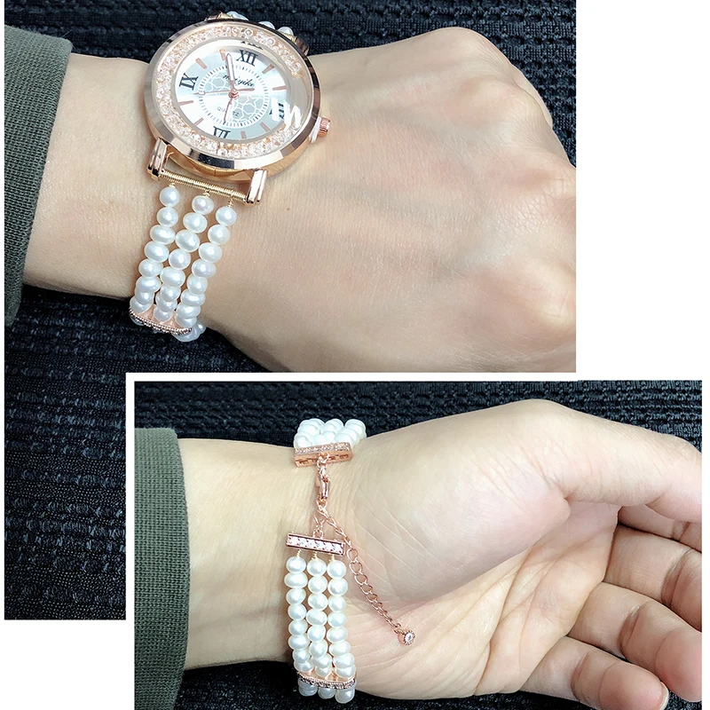 

Beautiful Real Natural Freshwater Pearl Bracelet Watch Women,Wedding Pearl Bracelet Girl Wife Mother Birthday Gift White