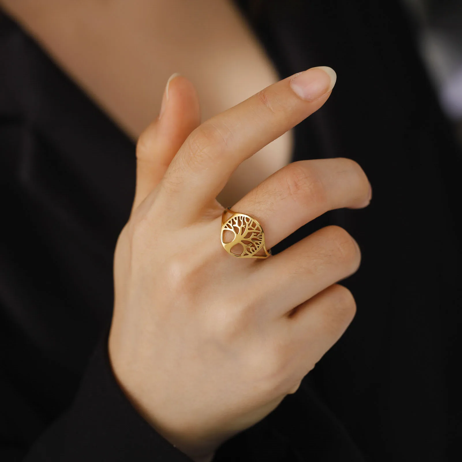 BECOME TREE ゴールドリング Unift Yggdrasil Spiritual Tree of Life Ring Vintage Ethnic World