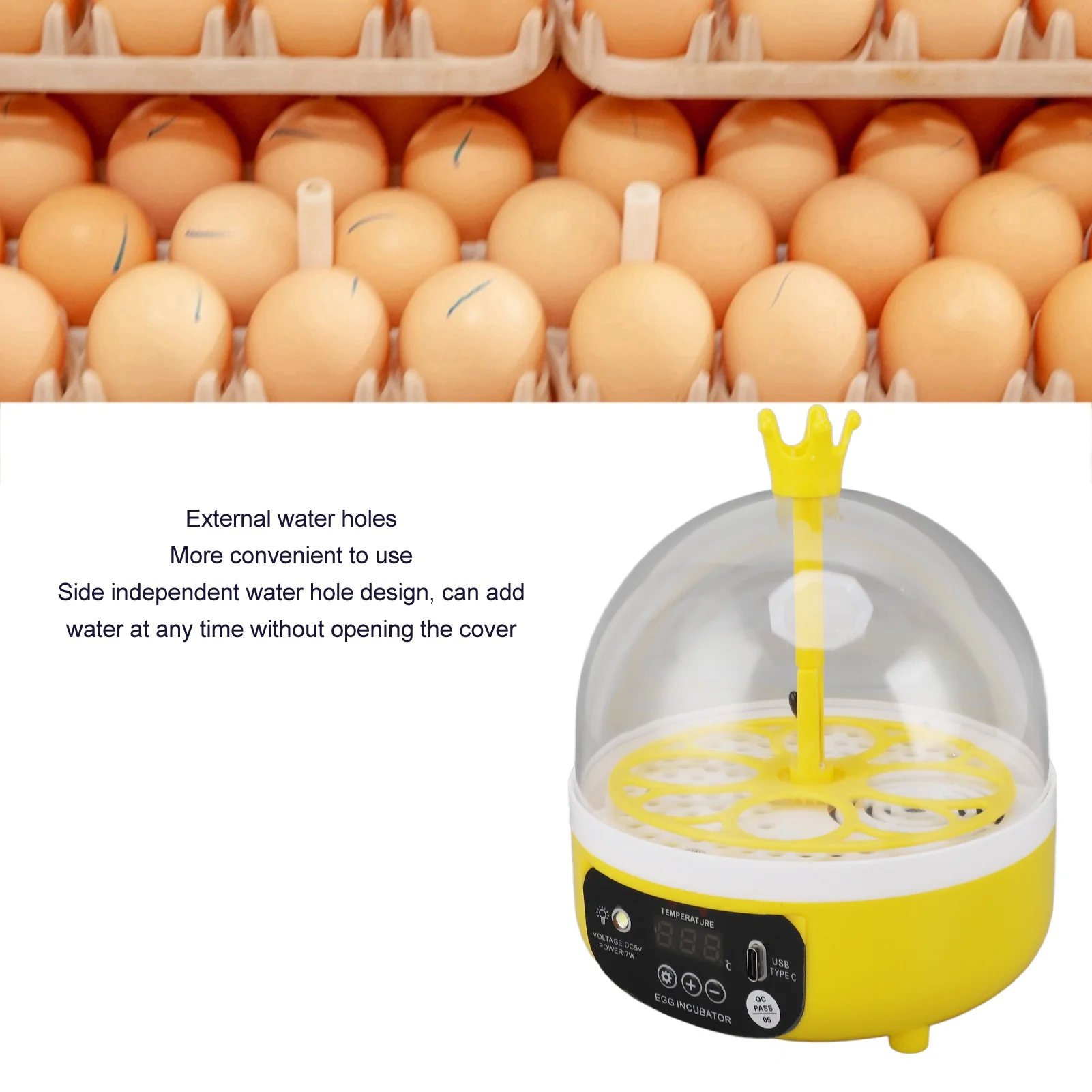 Incubadora de huevos, Control automático de temperatura y humedad, portátil, silenciosa, 4 huevos, máquina para incubar aves de corral para la escuela