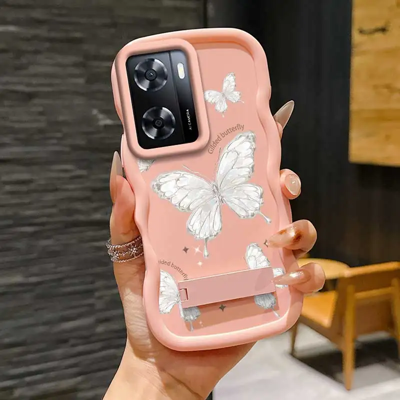 حافظة كاجوال بتصميم مرن على شكل فراشة مذهبة مضادة للخدش وحامل مصنوعة خصيصًا لهاتف OPPO A77 مثالية لـ OPPO A Reno #3