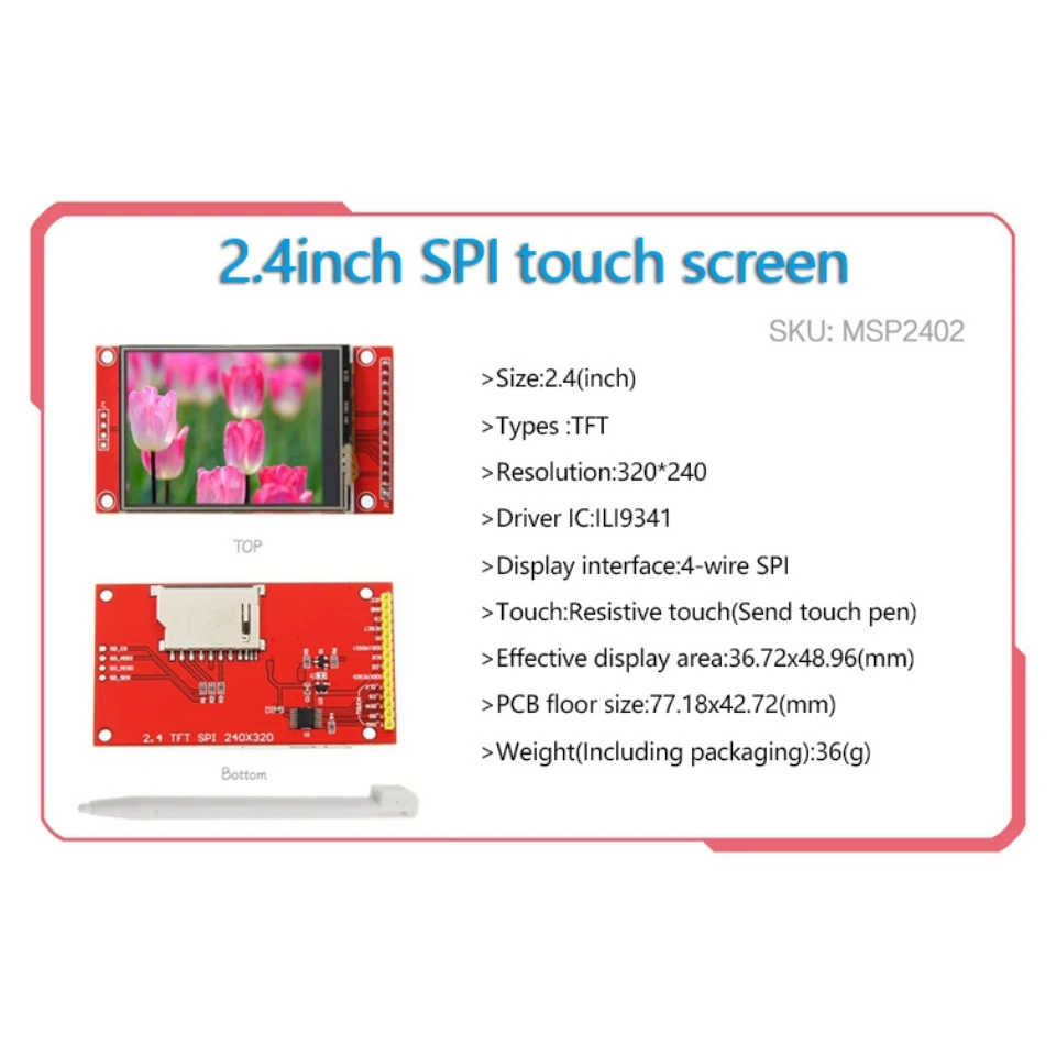 1pcs SPI Serial Port Seriesctouch  2.2/2.4/2.8/3.2/3.5/4.0 Inch TFT LCD Screen Module For Stm32 Development Board Arduino 