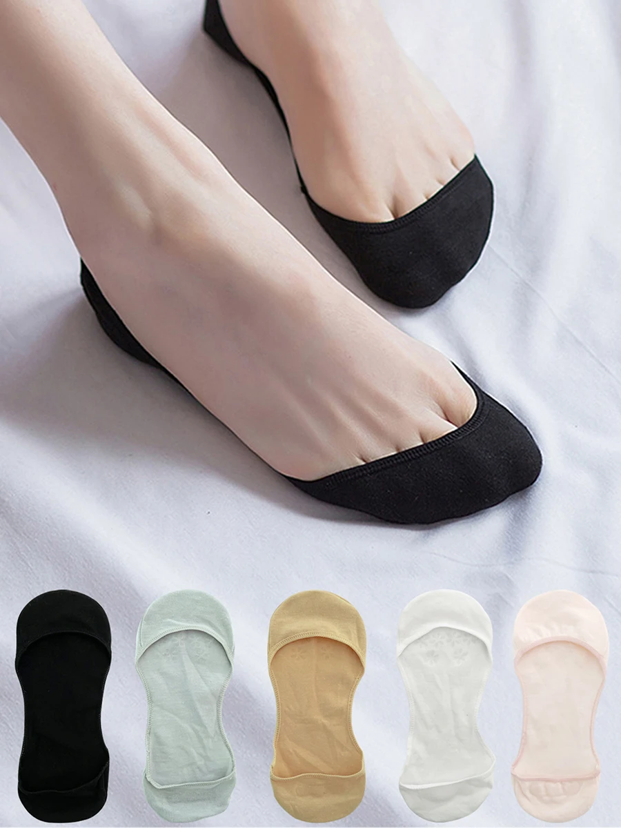 

Fashionable Women's Ship Socks Summer Double-Layer Invisible Silicone Anti-Slip Low Heel Fine Heel Socks