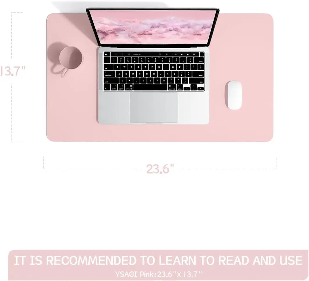 Non-Slip Leather Desk Pad, Waterproof Laptop Computer Keyboard Mat, Large Mouse Pad for Office Work Home Decor (Pink, 23.6" x view 5