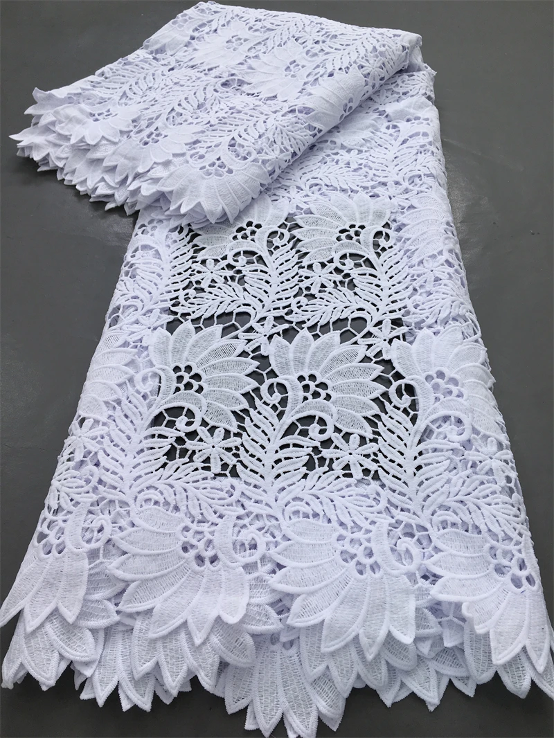 White Guipure Cord Lace Fabric High Quality 2025 African Water Soluble Fabric Lace Evening Party Dresses For Women,2.5yards 3039