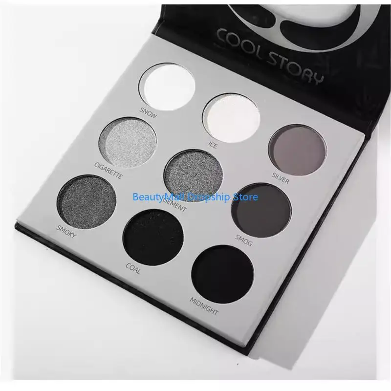 40JD 스모키 아이 섀도우 팔레트, 9 컬러 블랙 실버 그레이 고스 중성 무광택 시미자 눈 그림자 메이크업 팔레트, 방수