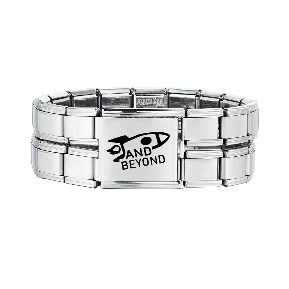 URING Personalizzato Incisione Laser Fascino Italiano Link Misura 9/18mm Bracciale In Acciaio Inox Donna Uomo Gioielli Fai Da Te Fare Perline