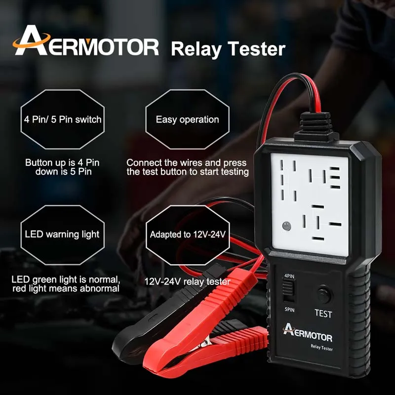 موٹر 12V -24V کار ریلے ٹیسٹر الیکٹرانک آٹوموٹیو ریلے ڈیٹیکٹر آٹو بیٹری چیکر الٹرنیٹر اینالائزر تشخیصی ٹول