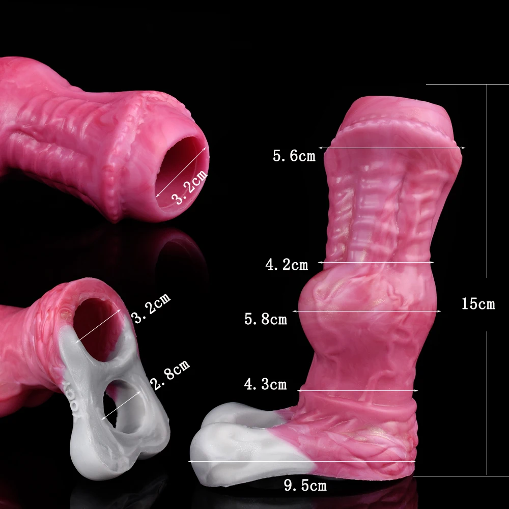 FAAK Silicone Fantasy Sheath Cock Enlargement & Extender Horse Knot Penis Sleeve Head Open Hollow Dildo Sex Toys For Men